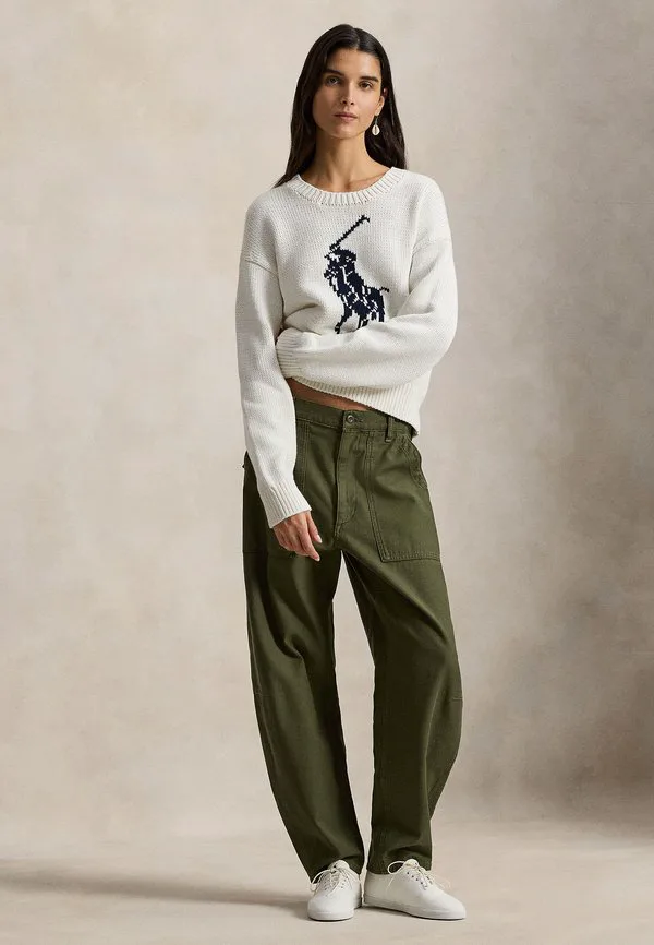 Хлопковый свитер с круглым вырезом и изображением большого пони Polo Ralph Lauren, White — фото 2