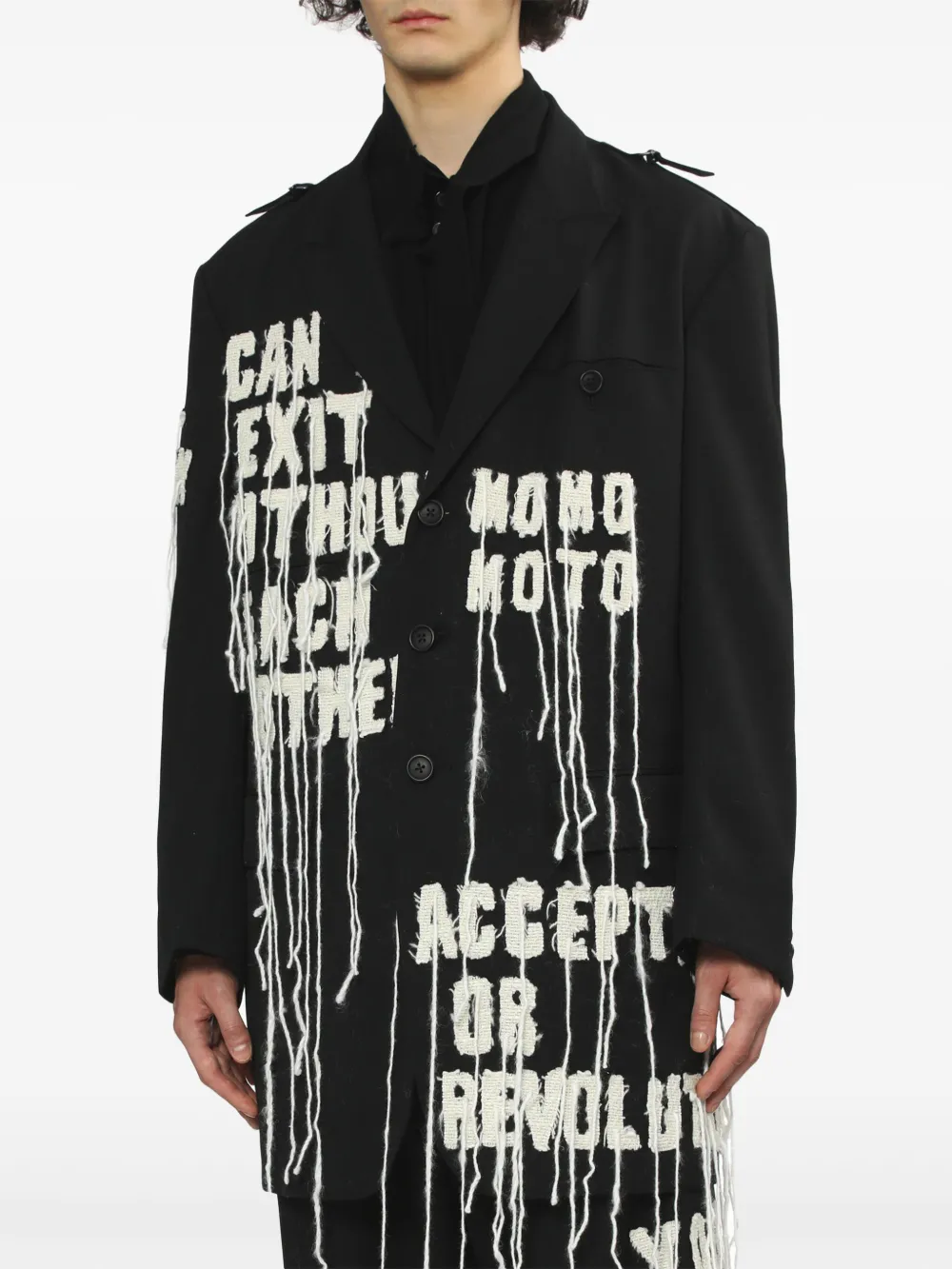 Пиджак с вышивкой Yohji Yamamoto, черный — фото 3