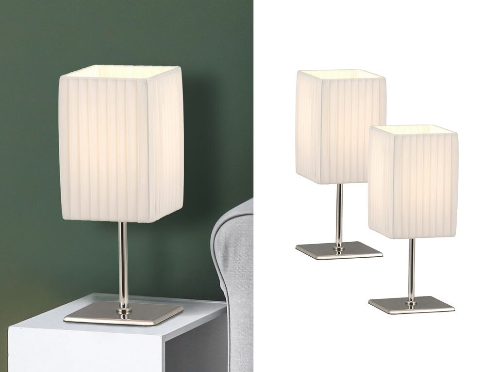 

Настольная лампа с плиссированным тканевым абажуром, высота 26см. Globo Lighting