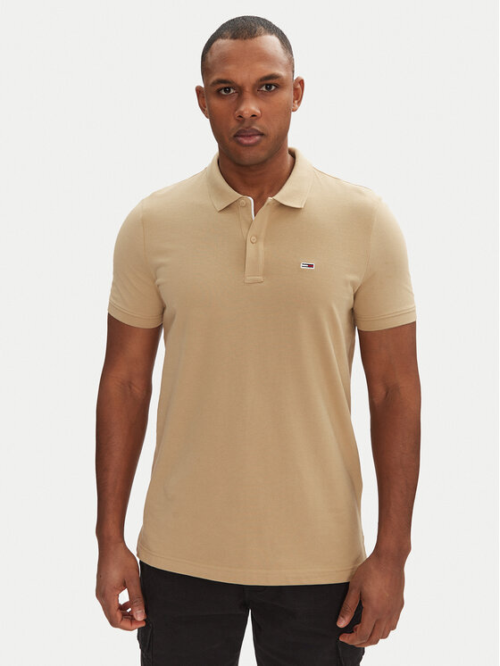 

Рубашка поло облегающего кроя DM0DM20676 Tommy Jeans, бежевый