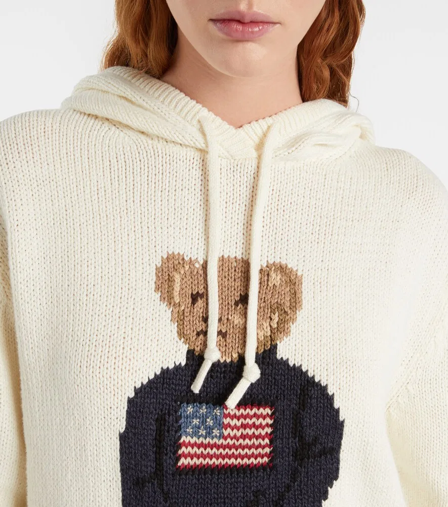 Худи Polo Bear из хлопка и льна Polo Ralph Lauren, белый — фото 4