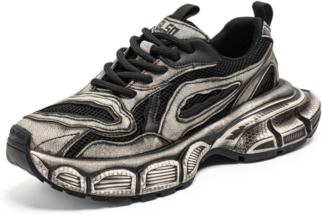 

Футуристические мужские массивные кроссовки в стиле Y2K с сетчатым и PU верхом, подошвой с амортизацией и увеличением роста на 4 см для повседневной носки, бега и активного отдыха с эффектным красно-черным дизайном Ctkvbmeoi