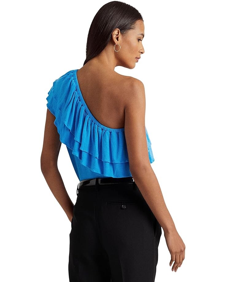 

Топ LAUREN Ralph Lauren Jersey One Shoulder Top, цвет Blaze Ocean