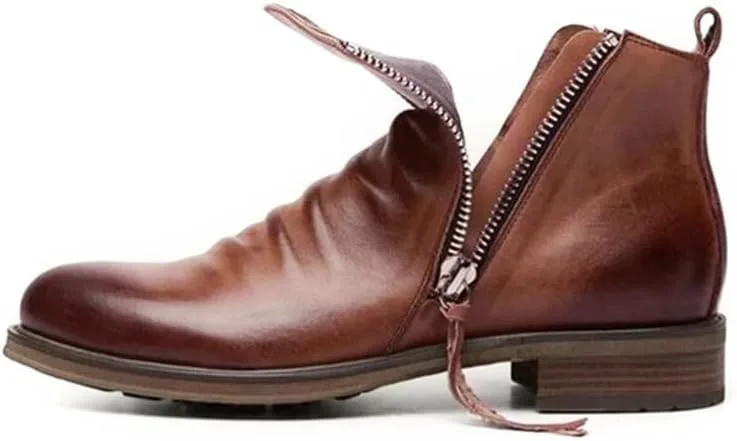 

Мужские челси ботинки Дышащие Удобные Ботинки на молнии Без шнурков Черные Коричневые Ботинки Ковбойские Ботинки для мужчин Повседневные Дресс-боссы ZZQTBCDKY, коричневый