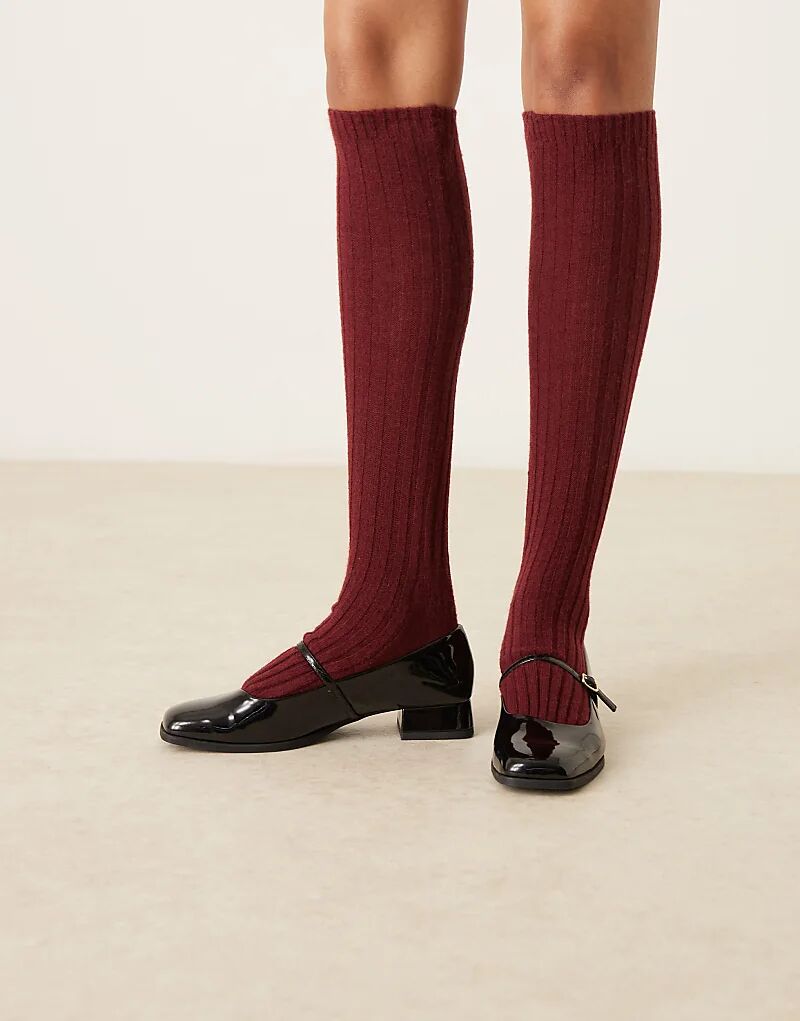 

Носки My Accessories длиной до колен в рубчик бордового цвета