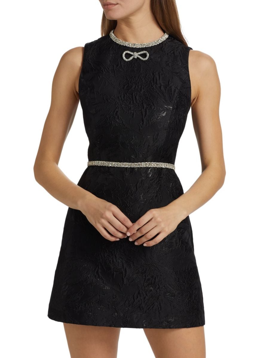 

Мини-платье Ellis с декоративным жаккардом Alice + Olivia, черный