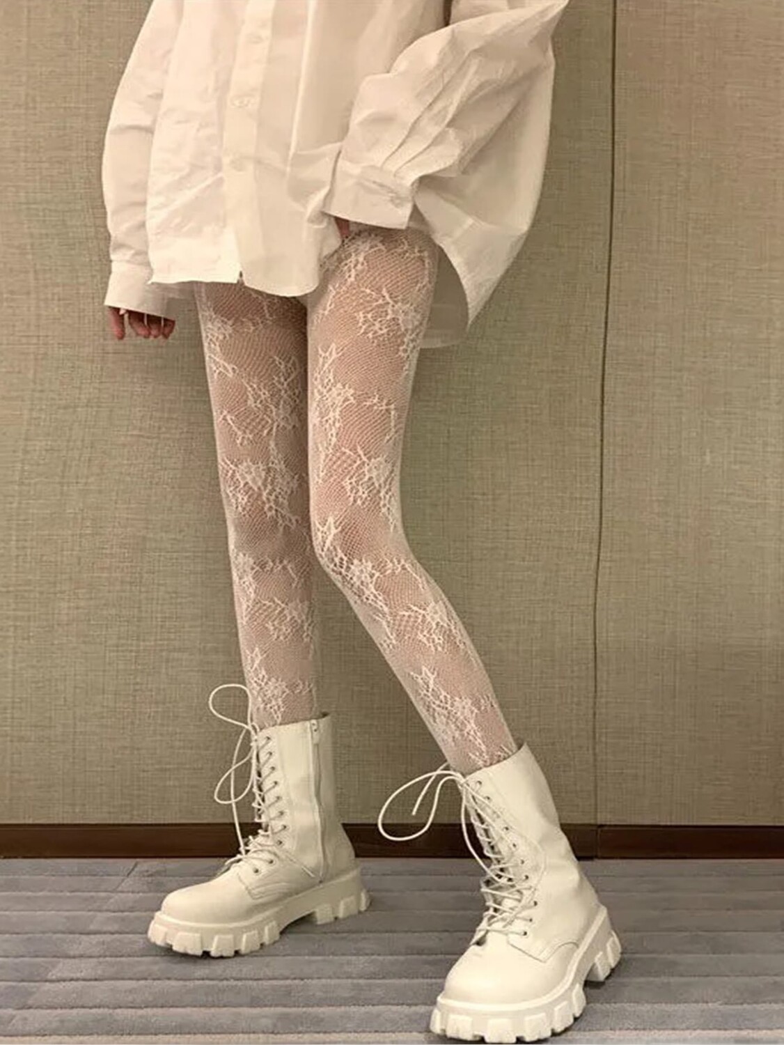 

Чулки в сеточку, рисунок, полые, белый цвет