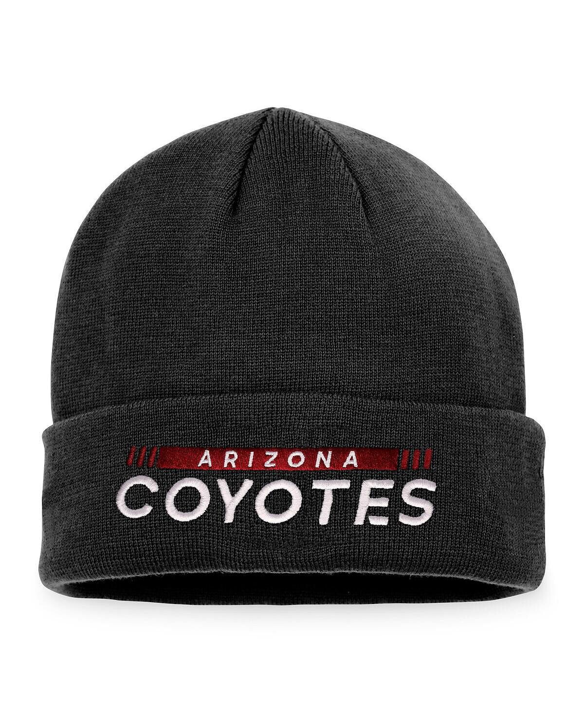 

Мужская фирменная черная вязаная шапка Arizona Coyotes Authentic Pro Rink с манжетами Fanatics