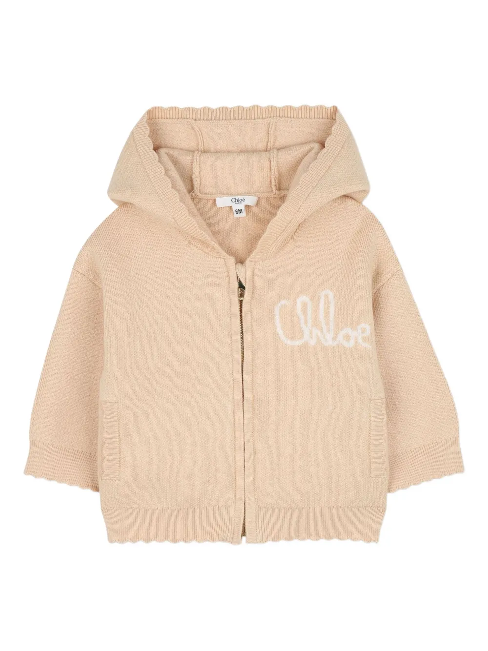 Спортивный костюм на молнии с капюшоном Chloé Kids, нейтральный — фото 4