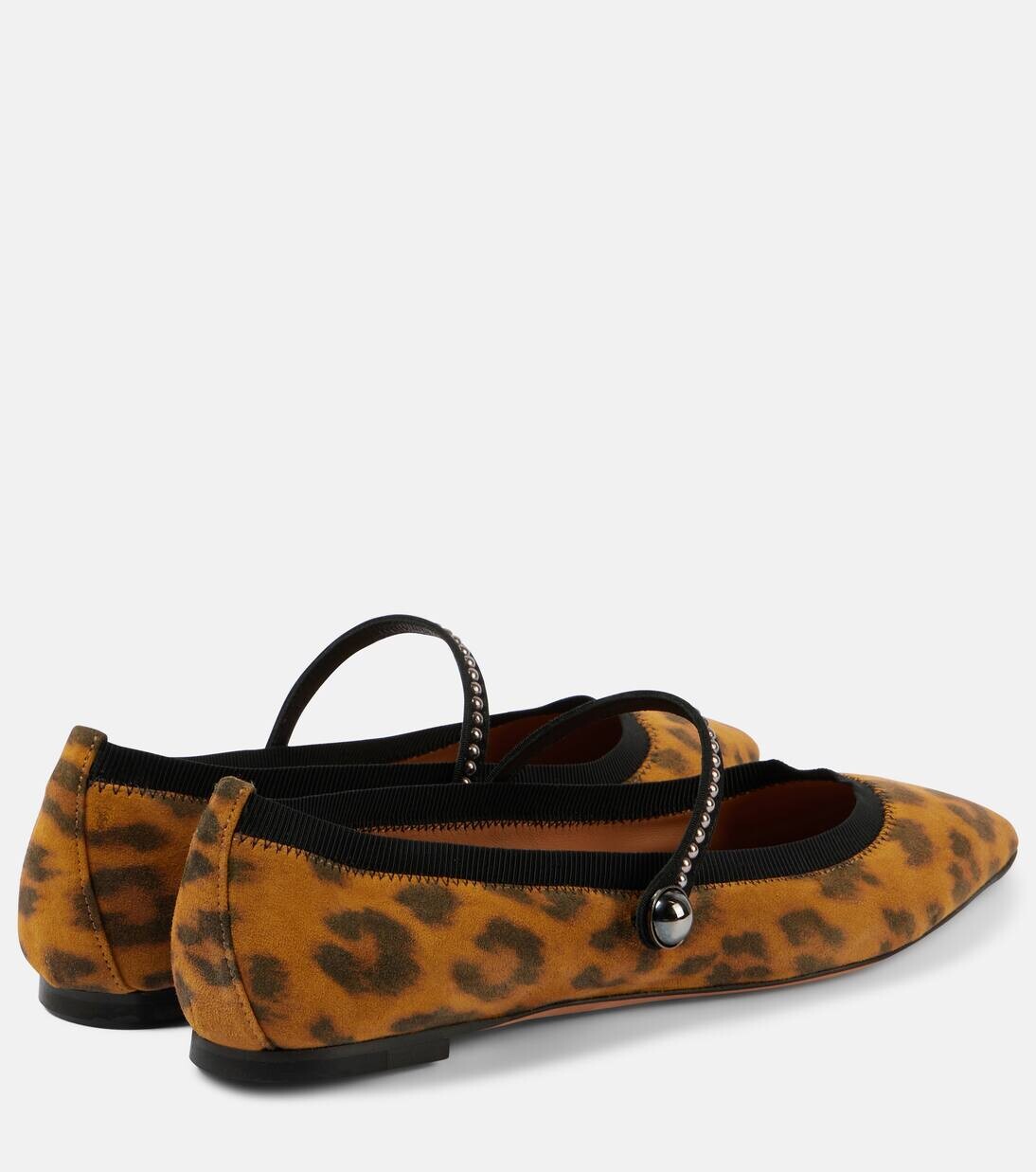 Замшевые балетки Romy с леопардовым принтом Aquazzura, цвет caramel — фото 3