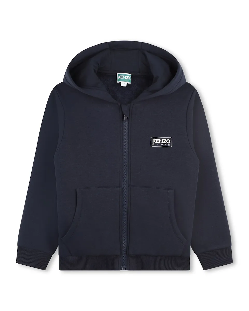 

Толстовка на молнии с логотипом сзади Kenzo Kids, темно-синий