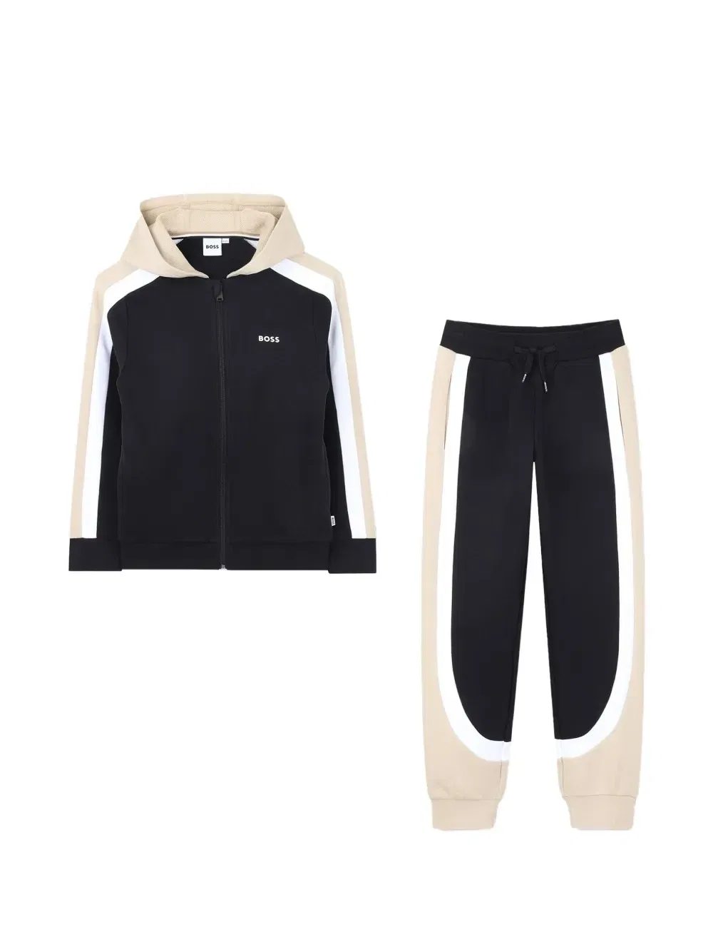 Спортивный костюм на молнии с цветными блоками Boss Kidswear, черный
