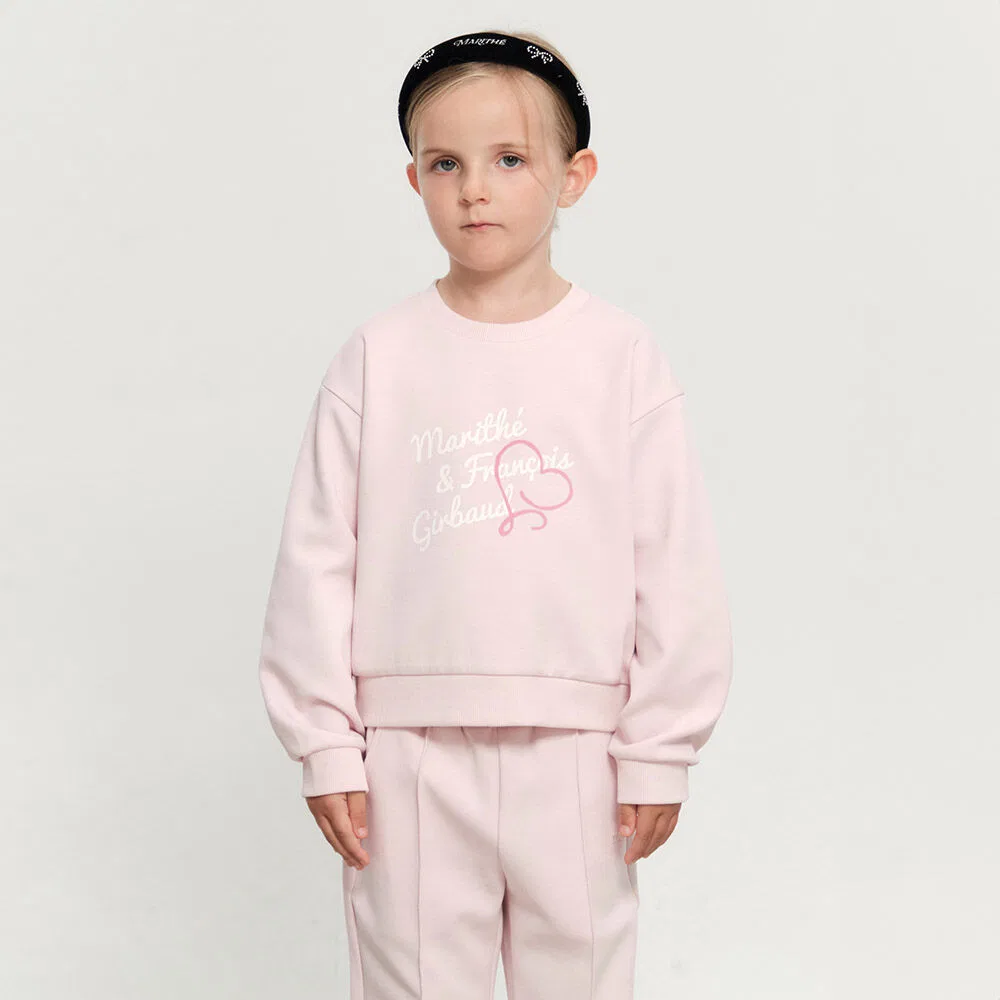 Детский укороченный свитшот Marithé Kids с логотипом, светло-розовый