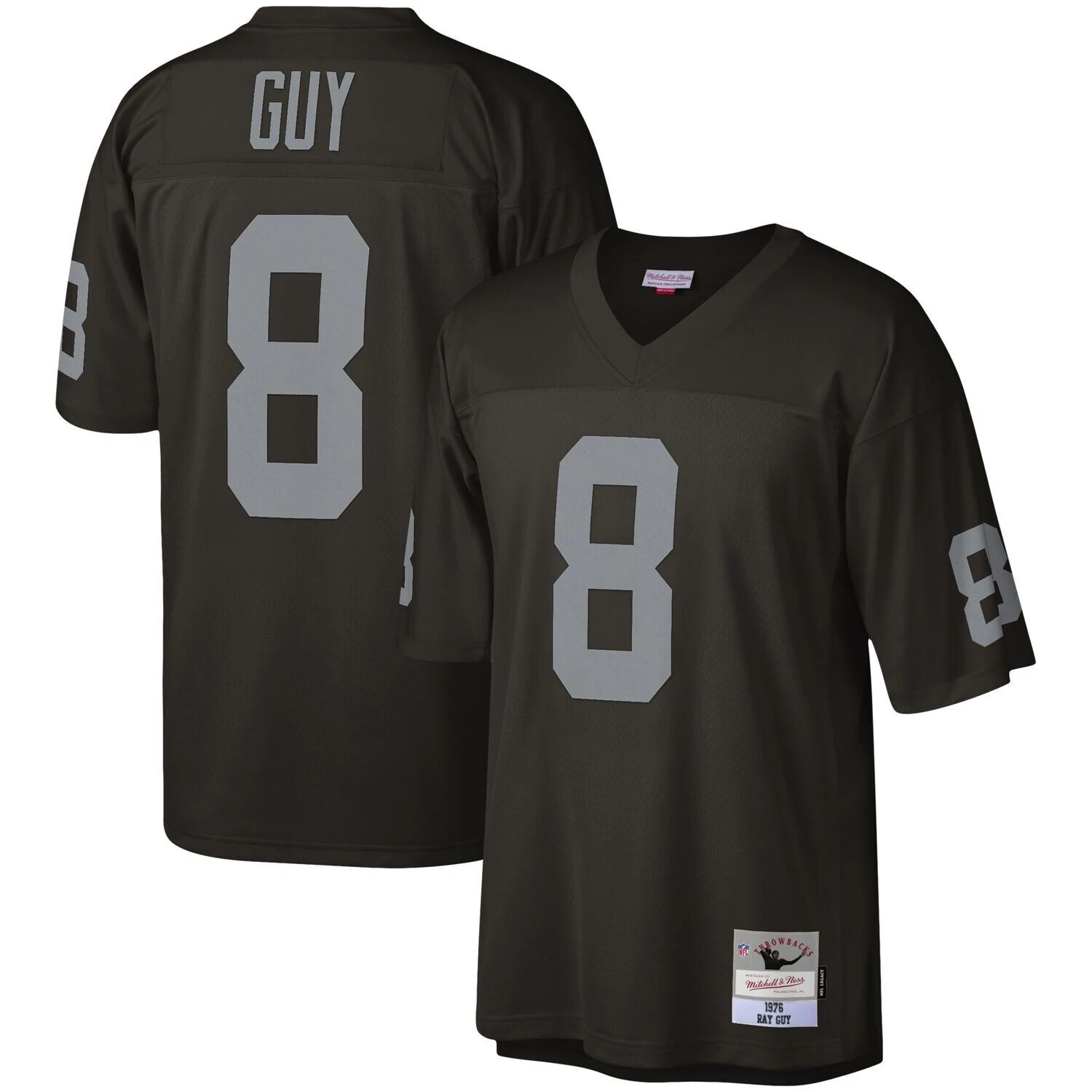 

Мужская черная футболка Mitchell & Ness Ray Guy Las Vegas Raiders 1976 Legacy Replica, Черный, Мужская черная футболка Mitchell & Ness Ray Guy Las Vegas Raiders 1976 Legacy Replica