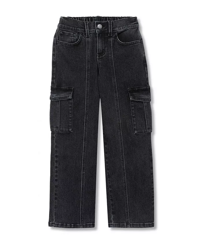 

Джинсы-карго для девочек, широкие штанины Lands' End, черный