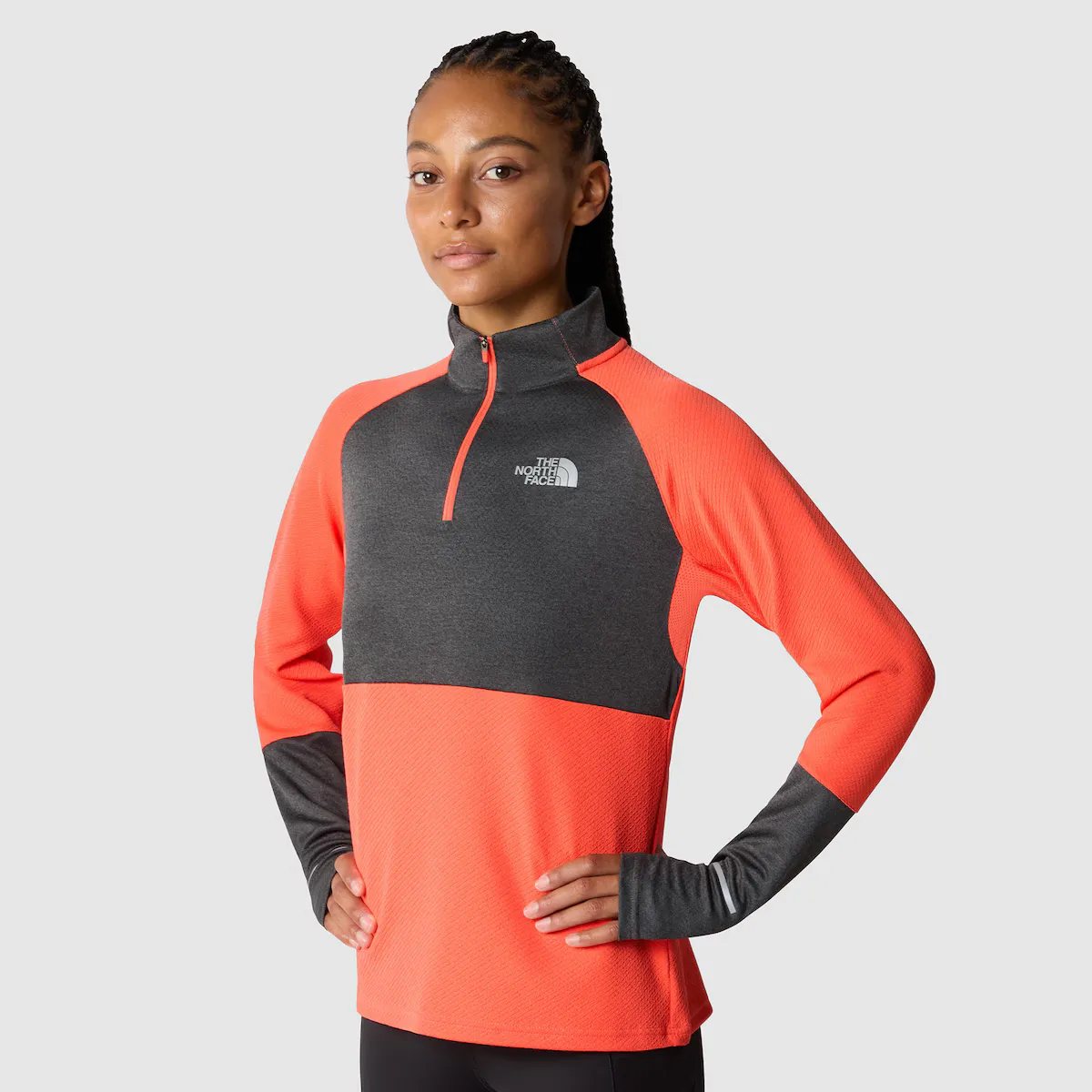 

Женский флисовый флис для бега по пересеченной местности 1-4 Zip Run The North Face, оранжевый