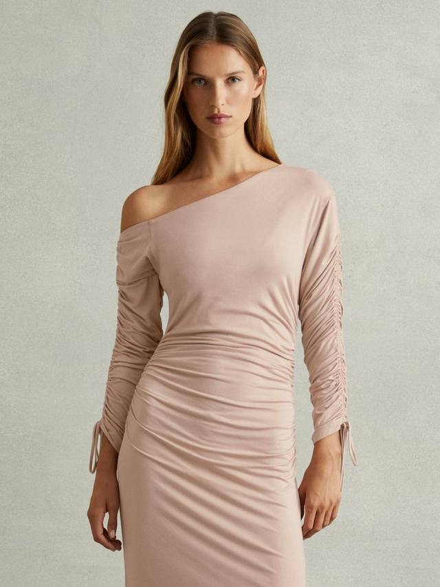 

Облегающее платье petite cyra с рюшами Reiss, цвет Blush