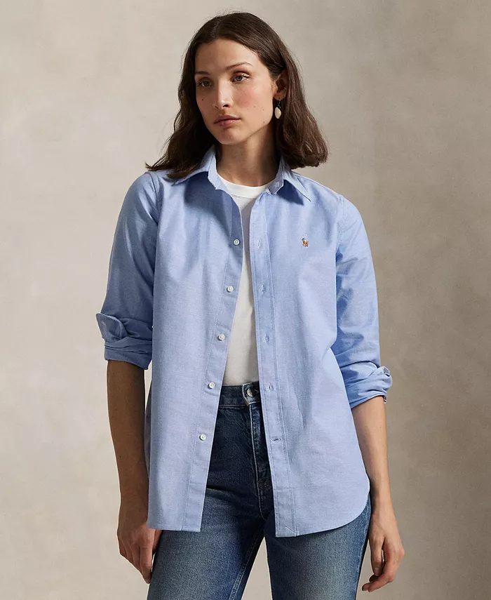 

Женская облегающая рубашка Oxford с эластичной тканью Polo Ralph Lauren, синий