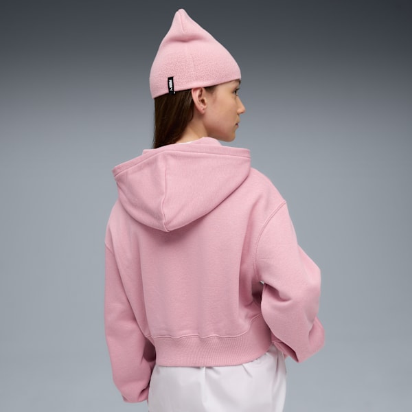 Короткая толстовка с капюшоном для больших детей Puma Wardrobe Essentials, розовый — фото 2