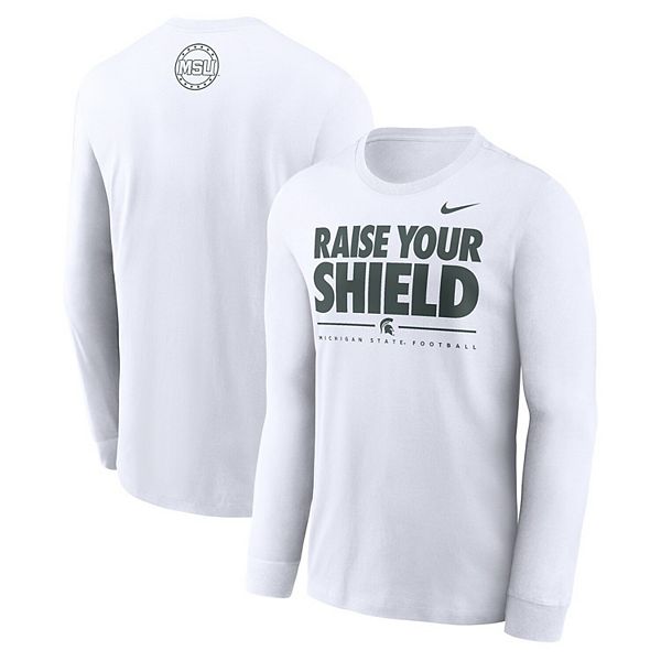 

Мужская белая футболка с длинным рукавом michigan state spartans 2025 football fan raise your shield Nike
