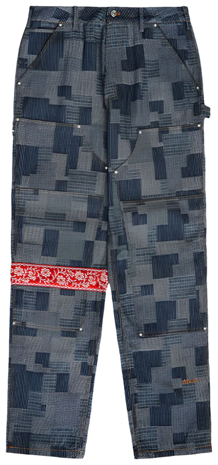 

Брюки Advisory Board Crystals Crystal Rivet Patchwork Double Knne Pants 'Blue', синий
