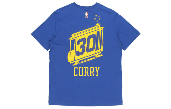 Футболка men's nba basketball sports printing short sleeve golden state warriors curry 30 blue t-shirt Nike, синий — фото 2
