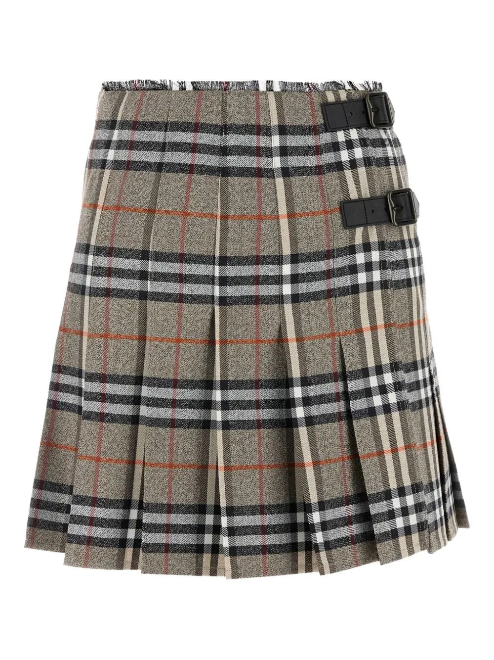 

Клетчатая шерстяная юбка-миди килт BURBERRY, серый