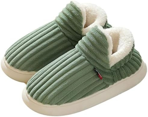 

Уютные и стильные тапочки, теплые тапочки-ботиночки для женщин и мужчин, плюшевые домашние тапочки с толстой подошвой и противоскользящей поверхностью Generic, зеленый