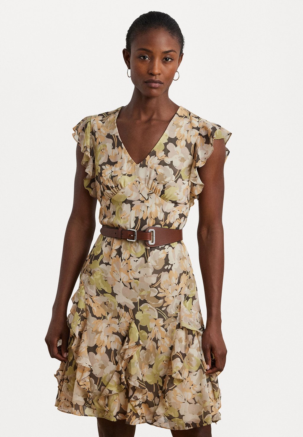 

Повседневное платье FLORAL RUFFLE TRIM GEORGETTE DRESS Lauren Ralph Lauren, зеленый