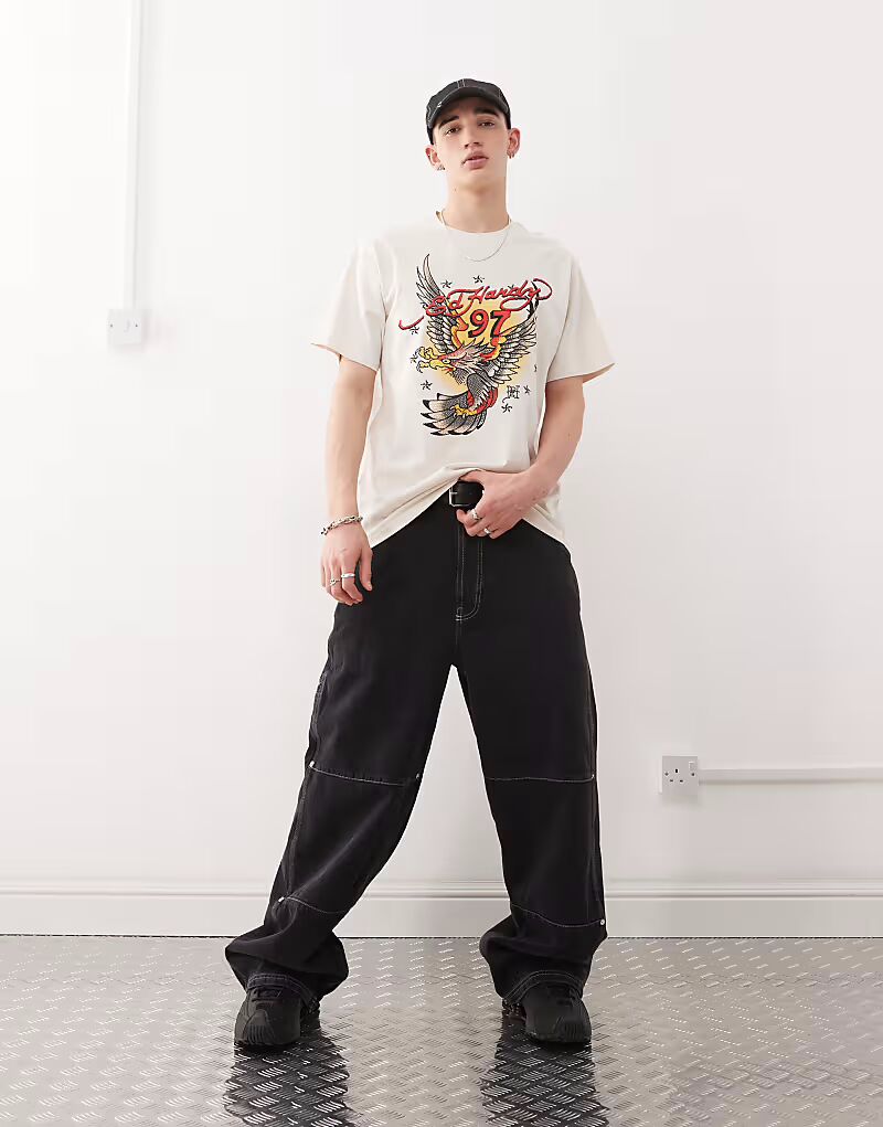 

Футболка Ed Hardy Eagle Diamante бежевого цвета