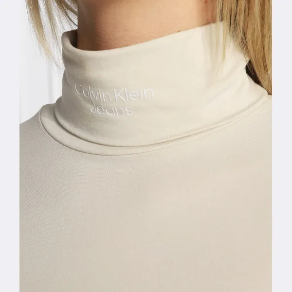 Водолазка узкого кроя Calvin Klein, бежевый — фото 4