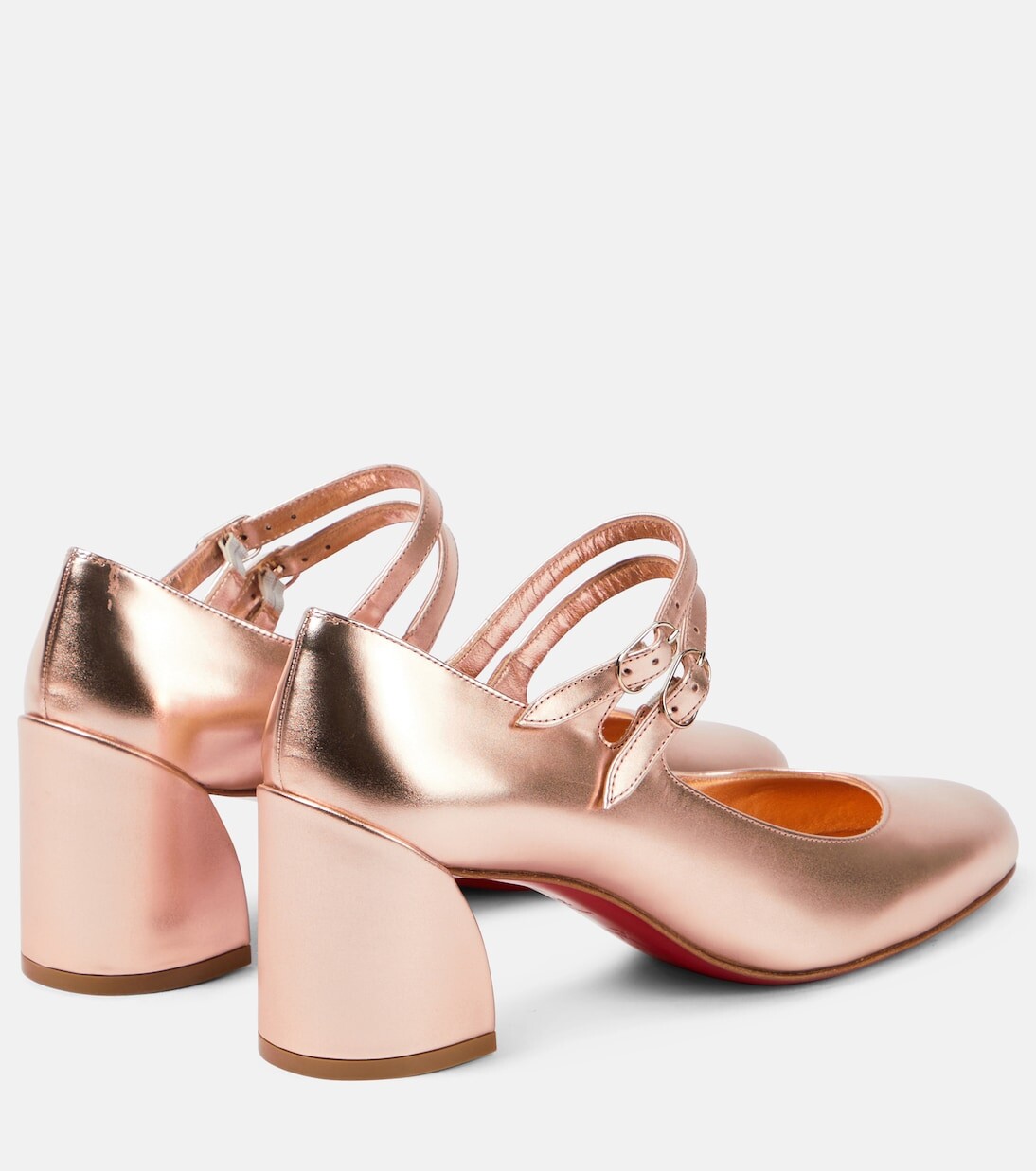 Кожаные туфли мэри джейн miss jane Christian Louboutin, бежевый — фото 3
