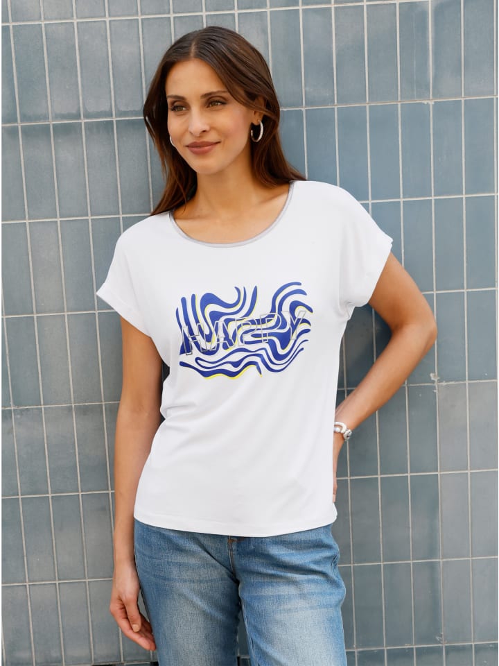 

Рубашка с короткими рукавами с белым и королевско-синим принтом WITT WEIDEN