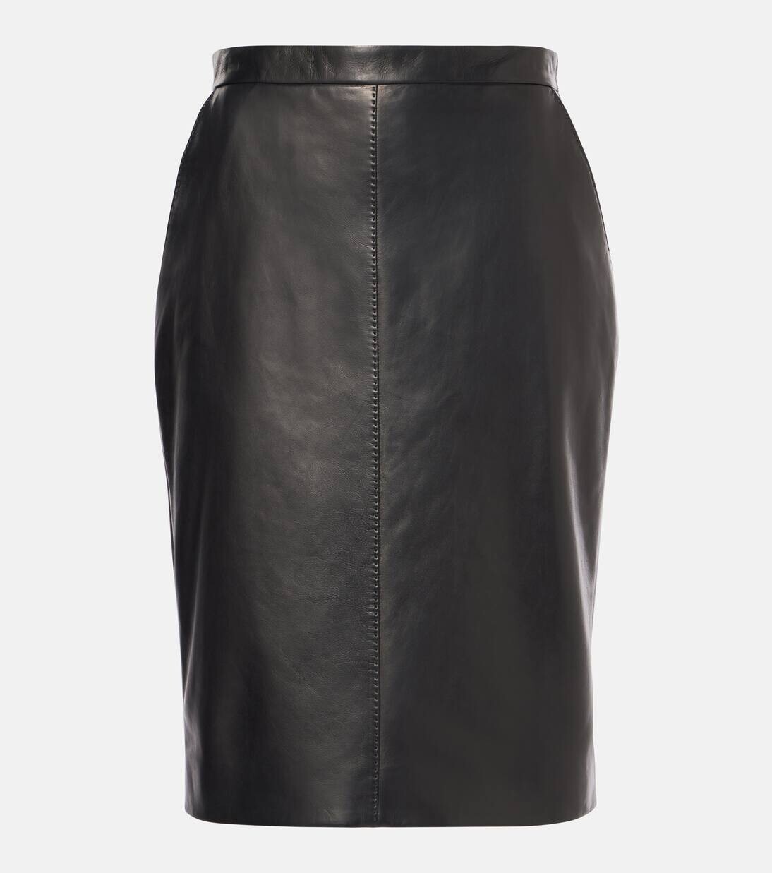 

Кожаная юбка-карандаш Saint Laurent, черный