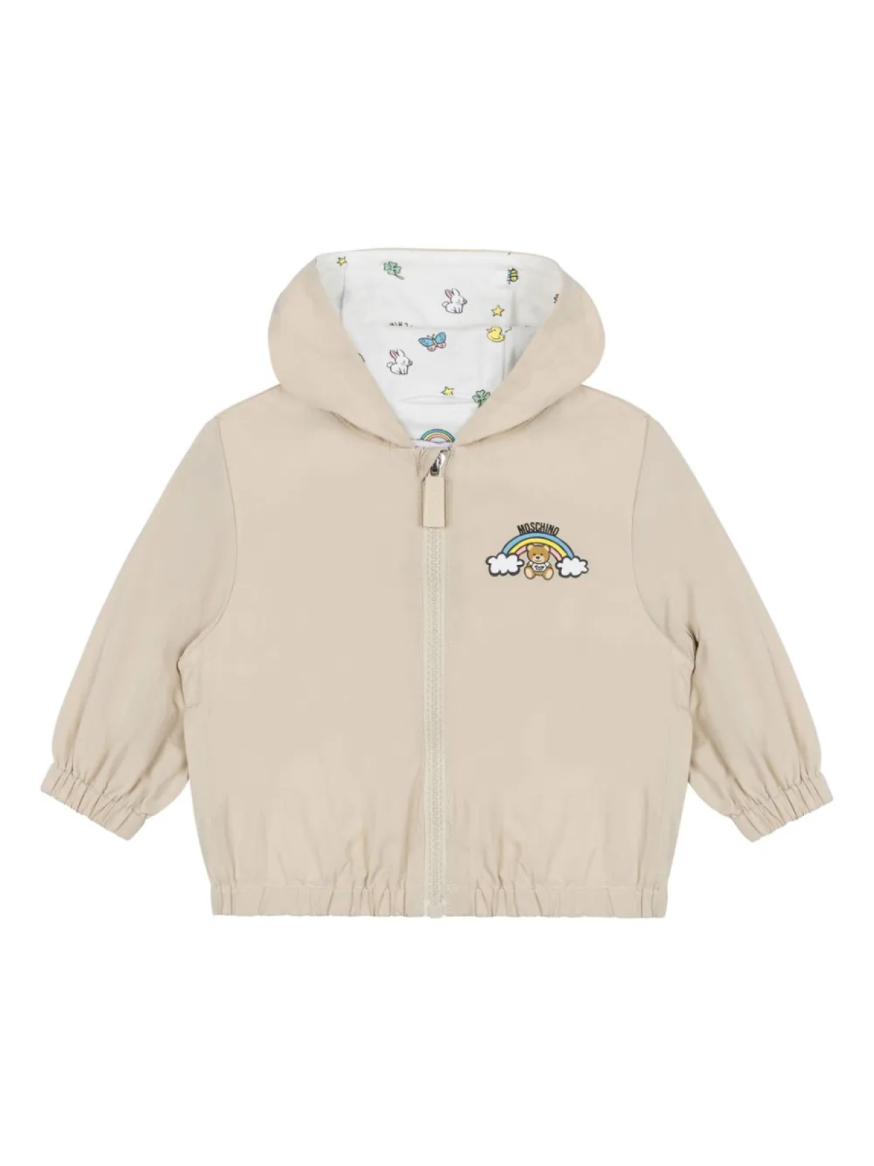 

Moschino Kids куртка с капюшоном и логотипом, нейтральный цвет