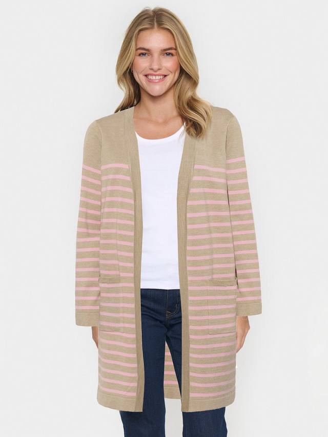 

Удлиненный кардиган в полоску grila Saint Tropez, цвет Plaza Taupe Pink