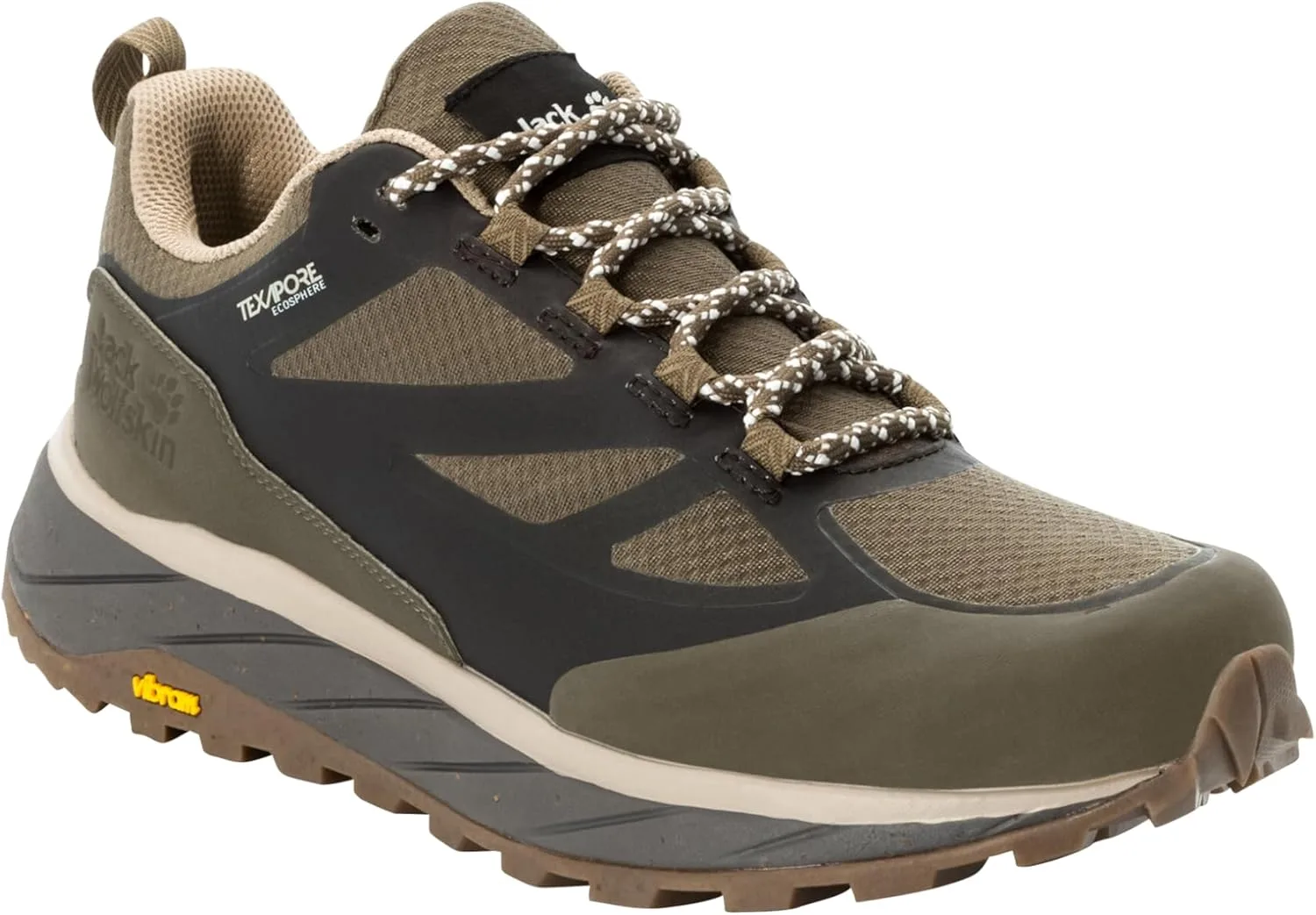 Мужские низкие прогулочные кроссовки Jack Wolfskin Terraventure Texapore, коричневый/бежевый — фото 3