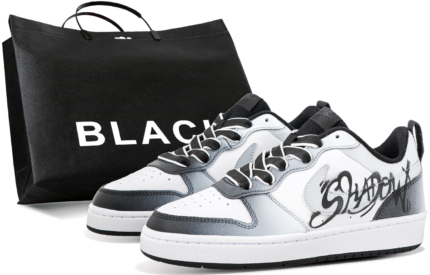 

Кроссовки Nike Court Borough Skateboarding Shoes Women's Low-top Black/grey/white, черный/серебряный