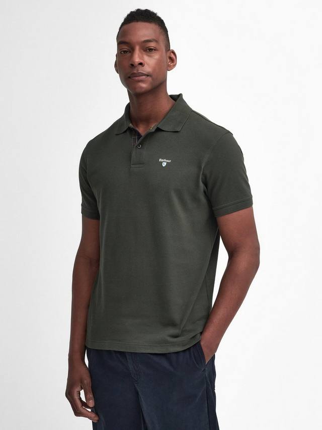 

Хлопковая поло с клетчатой отделкой Regular Fit Barbour, Seaweed