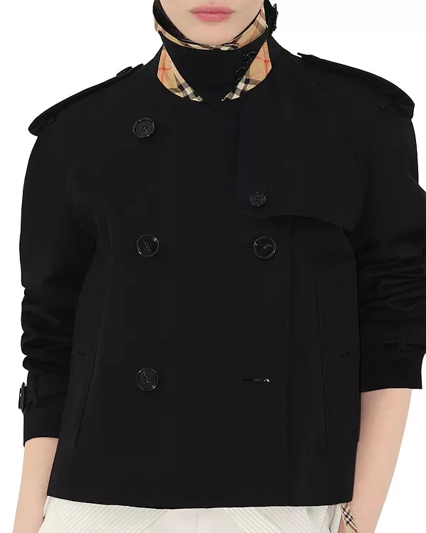 Тренч Burberry, укороченный, черного, свободный крой — фото 4