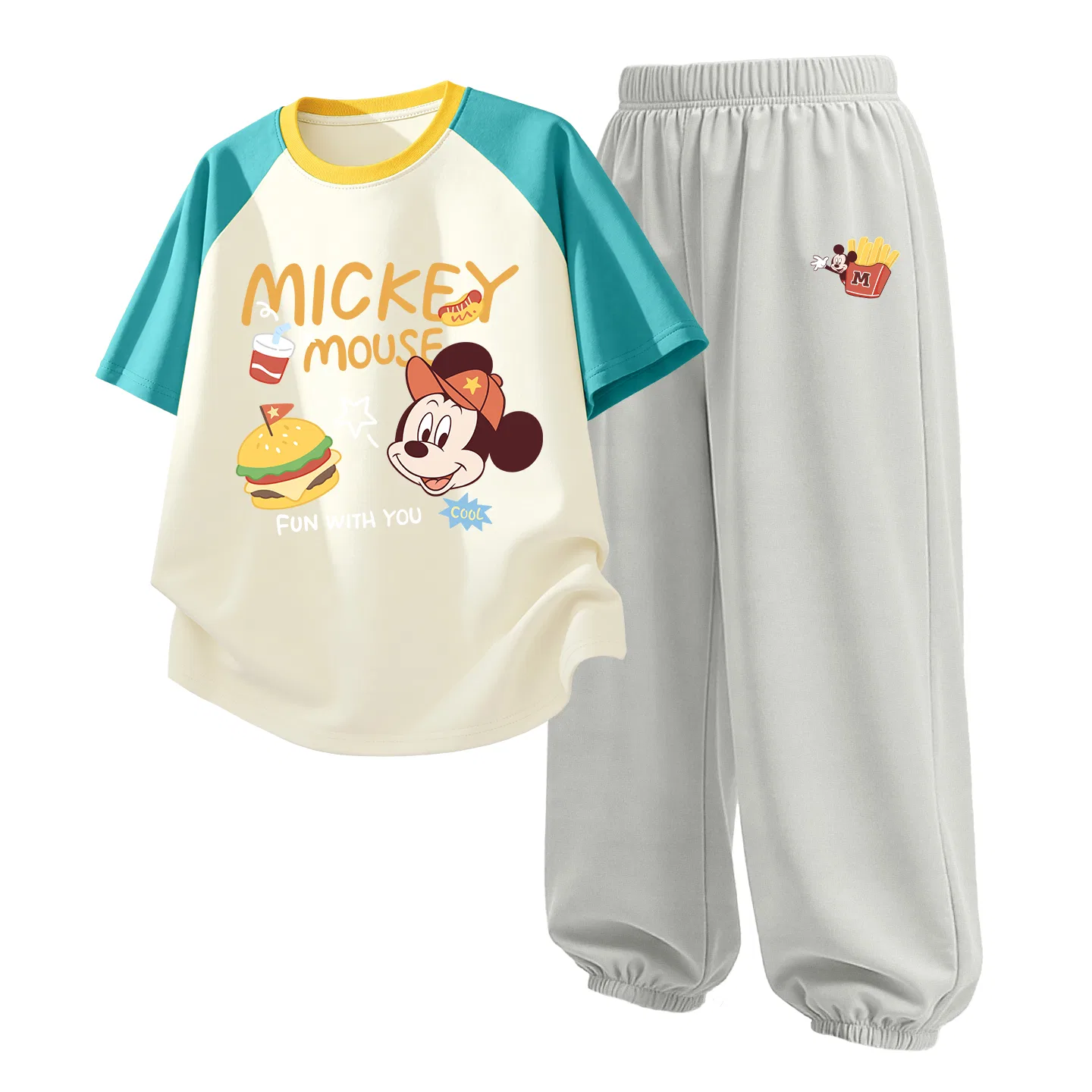Детский спортивный костюм Casual Sportswear 2 Piece Set Disney, Di Hamburger Milk Blue+Di French Fries K Glacier Gray