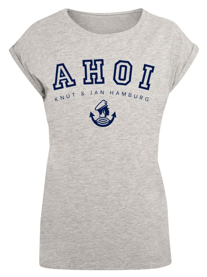 

Женская футболка PLUS SIZE Ahoi Knut & Jan Hamburg в цвете серый меланж F4NT4STIC