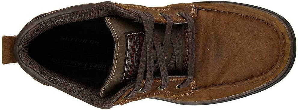 Мужские водонепроницаемые кожаные ботинки Skechers Segment Melego Chukka, темно-коричневый — фото 3
