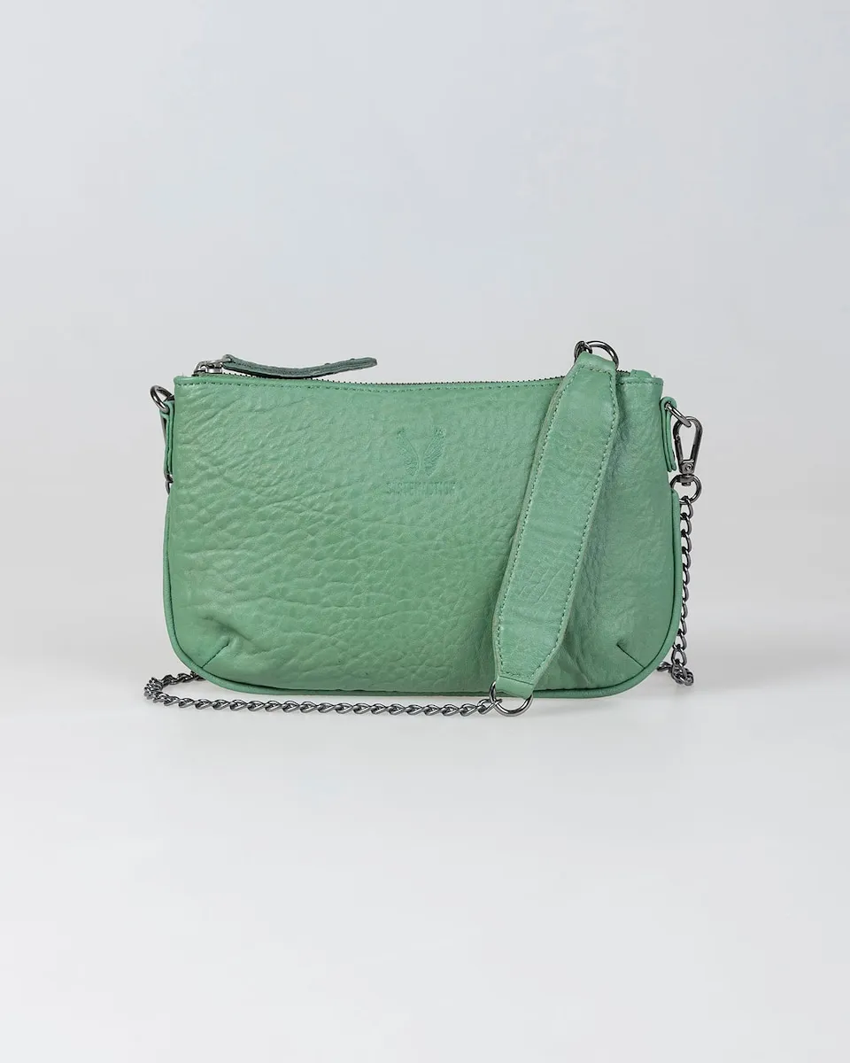 

Маленькая кожаная сумка с металлической цепочкой и застежкой-молнией System Action, зеленый