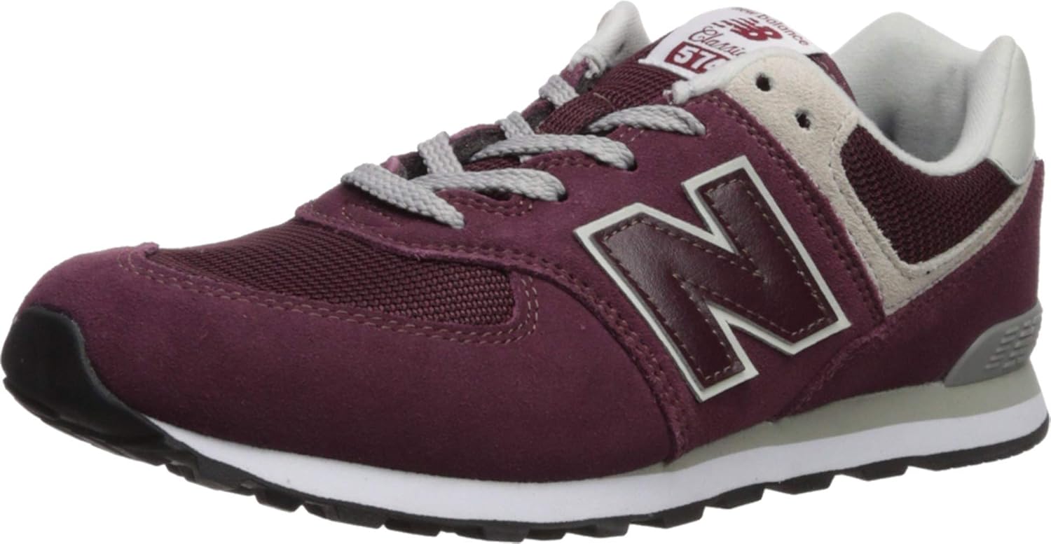 

Кроссовки New Balance Kids 574 V1 Familiar Ground на шнуровке, серый/бордовый
