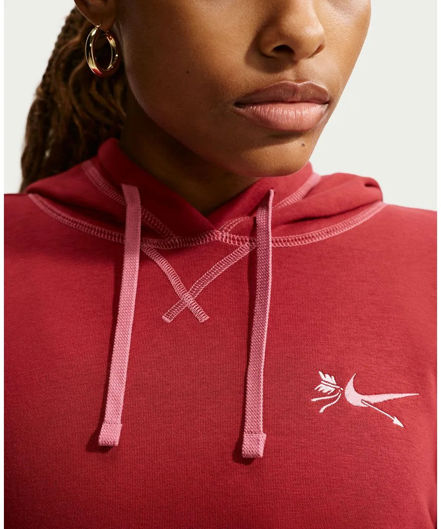 Женская толстовка с капюшоном из мягкого флиса Nike, Team Crimson/Peony — фото 3
