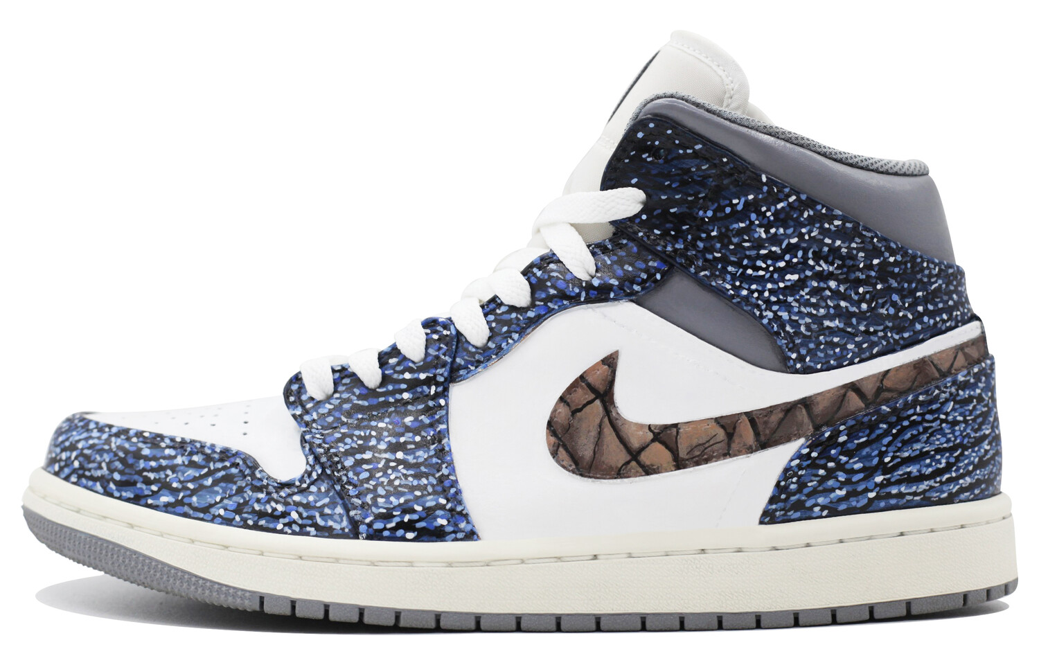 

Кроссовки Air Jordan 1 Vintage Basketball Shoes Men Mid-top Blue/Brown, темно-синий