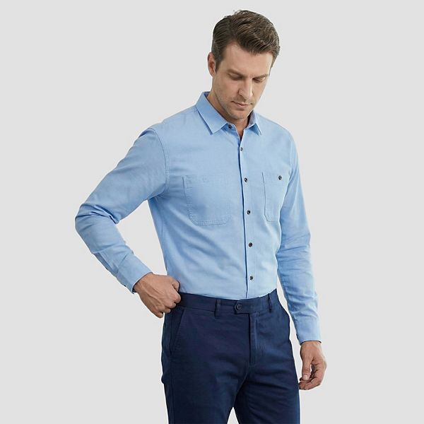 

Мужская рубашка из 100% хлопка slim denim с длинным рукавом и двумя карманами Cloudstyle, Light Blue