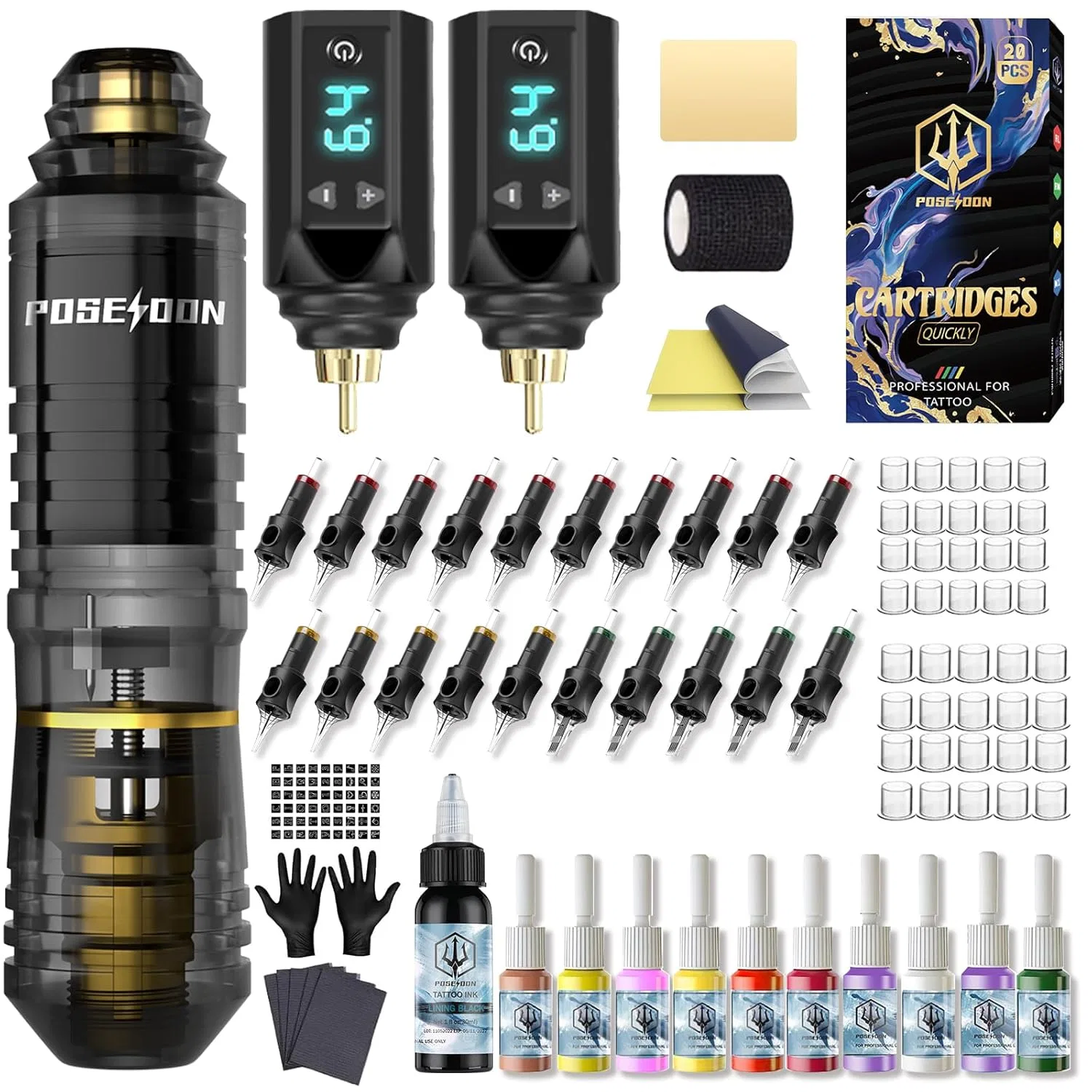 Беспроводной набор для татуировок от POSEIDON Poseidon, Black