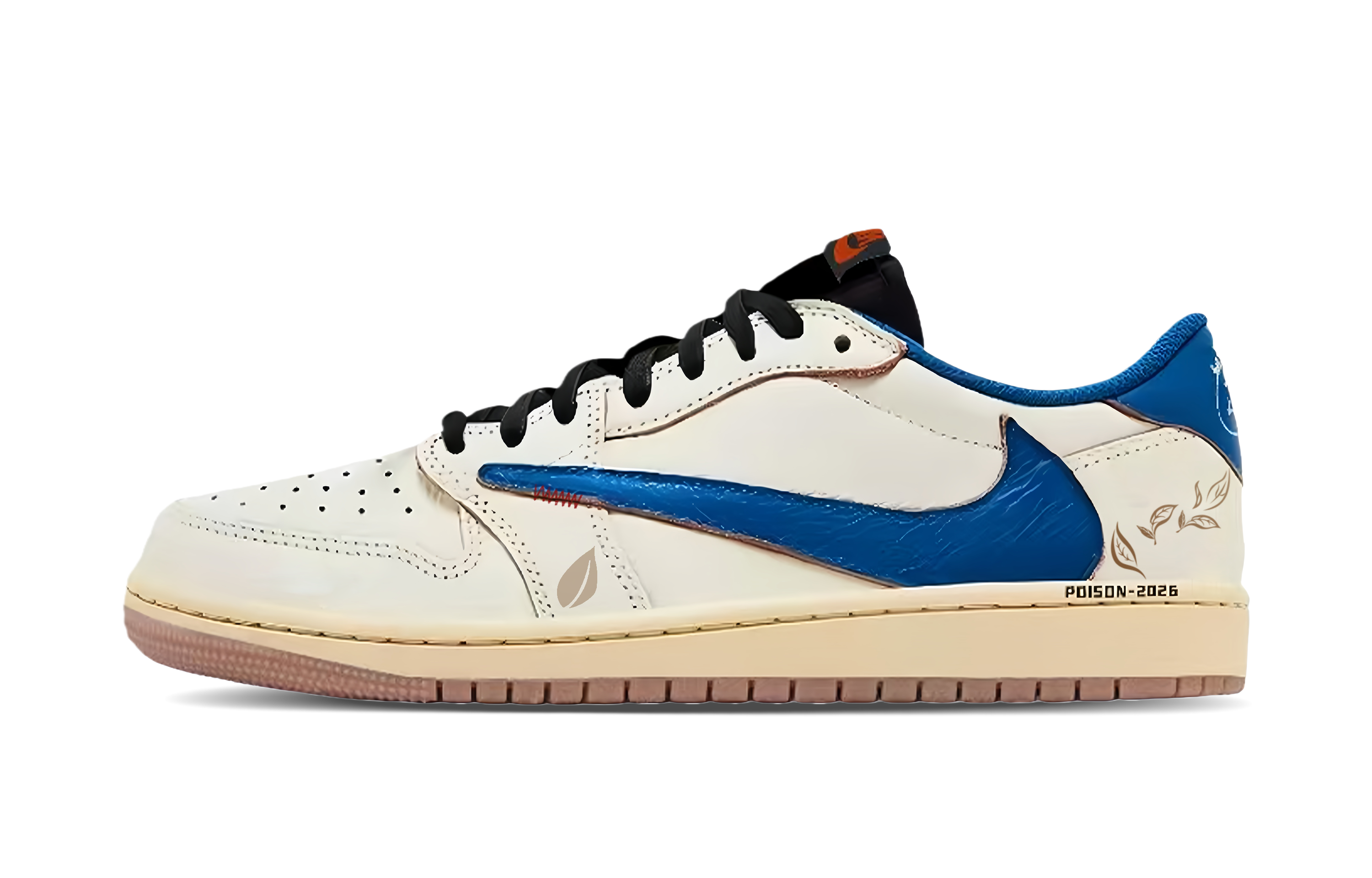Jordan Кроссовки Travis Scott x Air 1 Ecru Travis Scott X AJ1 Low Cushioning Low top Vintage Basketball Shoes Unisex — фото 3